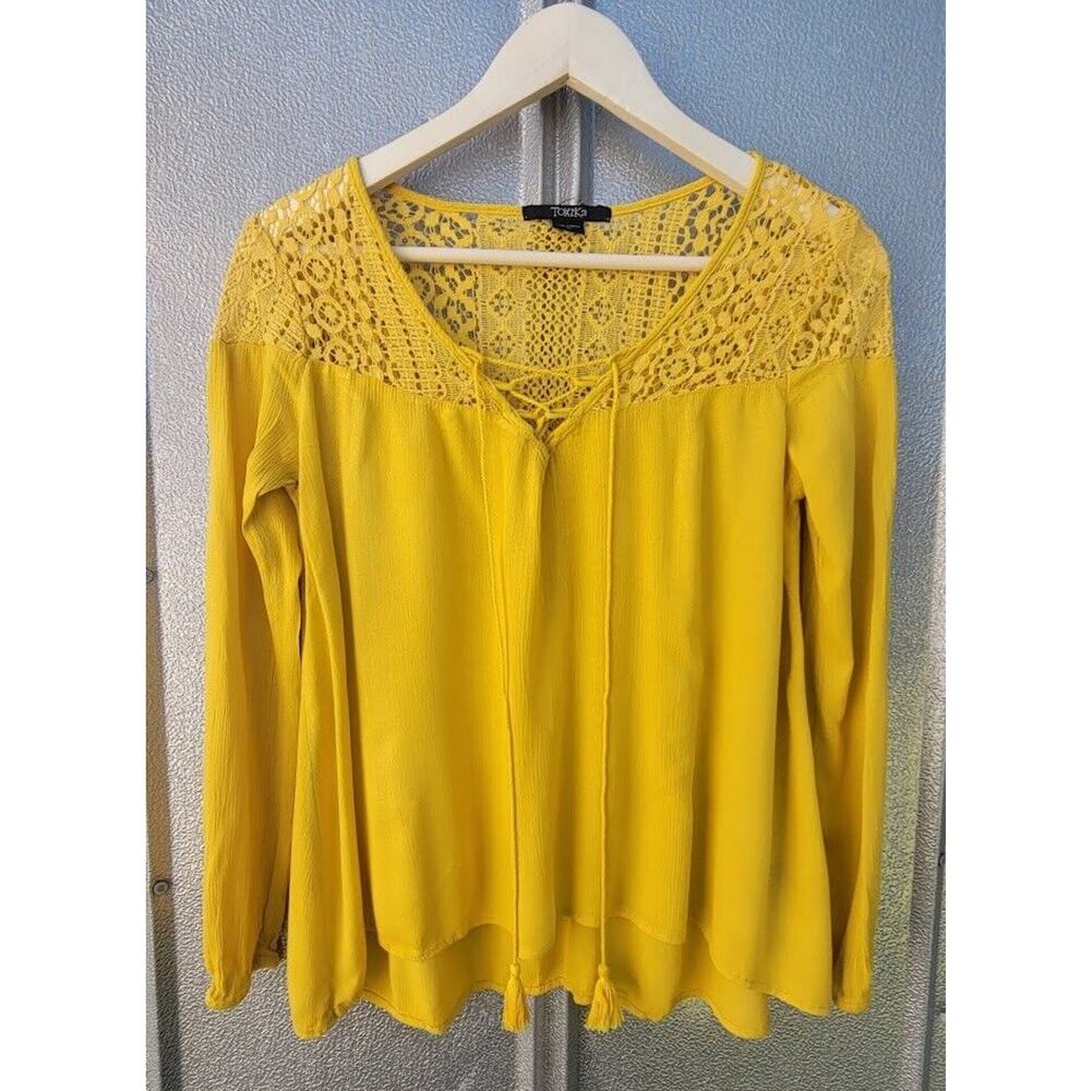 Toxik3 Long Sleeve Lightweight Yellow Blouse Size S